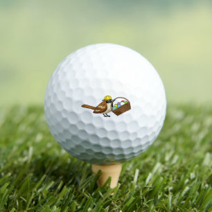 Grappig Schattige Vogel met Kleurrijke Eitenmand Golfballen