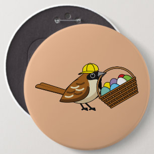 Grappig Schattige Vogel met Kleurrijke Eitenmand Ronde Button 6,0 Cm