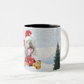 Grappig Schattige Weimaraner Hondenkerst Tweekleurige Koffiemok (Voorkant rechts)