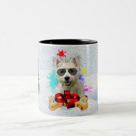 Grappig Schattige Westie Dog Christmas Tweekleurige Koffiemok