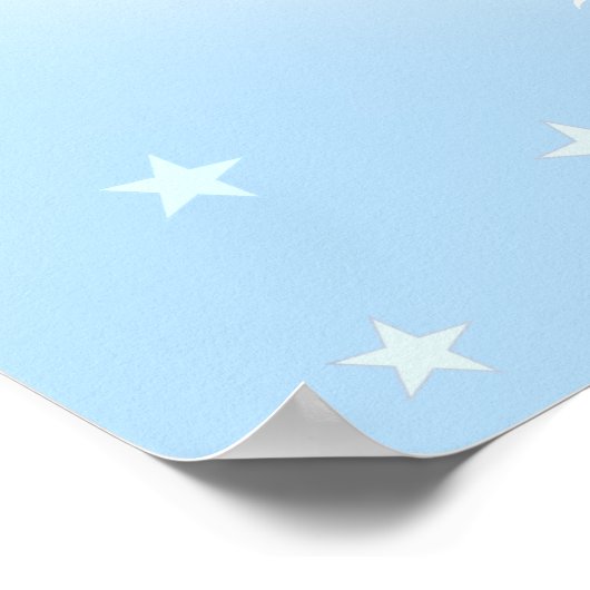 Grappig schattige witte kat gezicht op lichtblauw poster (Hoek)