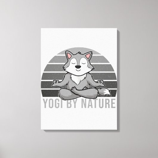 Grappig schattige wolf die yoga doet. canvas afdruk (Voorkant)