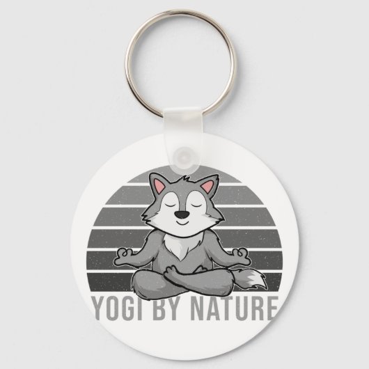 Grappig schattige wolf die yoga doet. sleutelhanger (Voorkant)