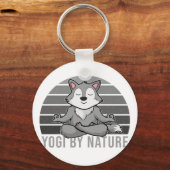 Grappig schattige wolf die yoga doet. sleutelhanger (Voorkant)