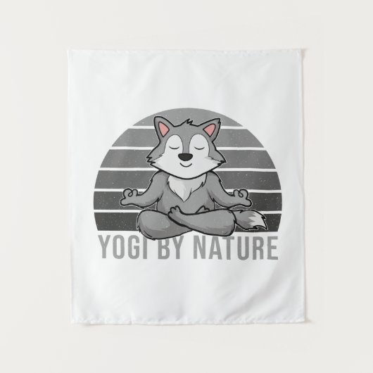 Grappig schattige wolf die yoga doet. wandkleed (Voorkant)