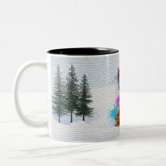 Grappig, Schattige Yorkie Dog Christmas Tweekleurige Koffiemok (Links)