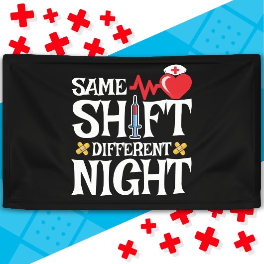 Grappig Schattige Zelfde Shift Verschillende Nacht Spandoek
