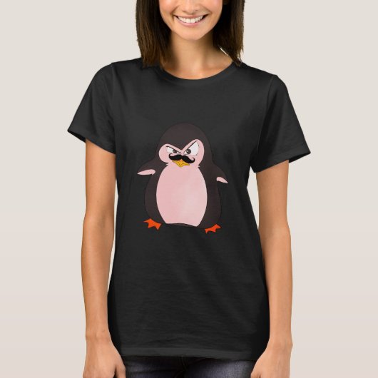 Grappig Schattige Zwart Roze Sinaasappel Angry Pen T-shirt (Voorkant)