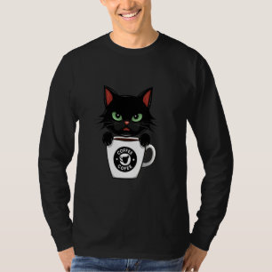 Grappig Schattige Zwarte Kat Koffie Boze 1 T-shirt