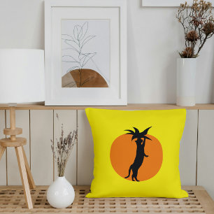 Grappig Schattige Zwarte Kat Sinaasappel Tomaat &  Kussen