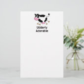Grappig Schattigee Koe Pun Cartoon Design Briefpapier (Staand voorkant)