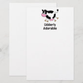 Grappig Schattigee Koe Pun Cartoon Design Briefpapier (Voorkant / Achterkant)