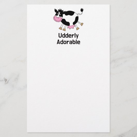 Grappig Schattigee Koe Pun Cartoon Design Briefpapier (Voorkant)