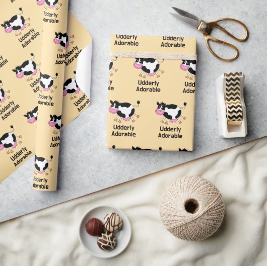 Grappig Schattigee Koe Pun Cartoon Design Cadeaupapier (Crafts)
