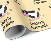 Grappig Schattigee Koe Pun Cartoon Design Cadeaupapier (Rol Hoek)