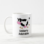 Grappig Schattigee Koe Pun Cartoon Design Koffiemok (Links)