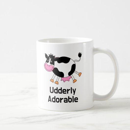 Grappig Schattigee Koe Pun Cartoon Design Koffiemok (Rechts)
