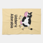 Grappig Schattigee Koe Pun Cartoon Design Theedoek (Horizontaal)