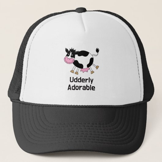 Grappig Schattigee Koe Pun Cartoon Design Trucker Pet (Voorkant)