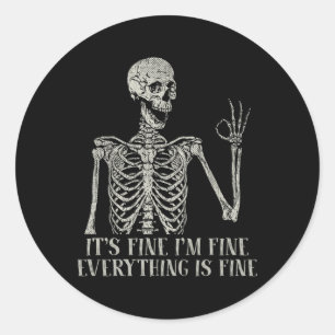 Grappig Schedel Halloween Kostuum Het Is Prima Ik Ronde Sticker