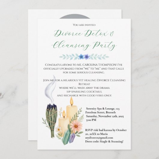 Grappig Scheiding Reiniging Party Spa & Detox Them Kaart (Voorkant / Achterkant)