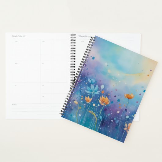 Grappig schilderij van een levendig bloemenveld planner (Display)