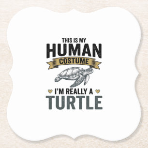 Grappig Schildpad Kostuum Vintage Gravure Ontwerp_ Kartonnen Onderzetters