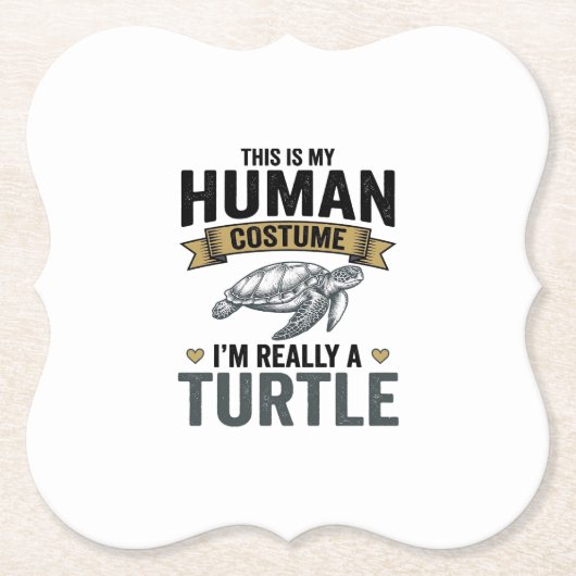 Grappig Schildpad Kostuum Vintage Gravure Ontwerp_ Kartonnen Onderzetters (Voorkant)