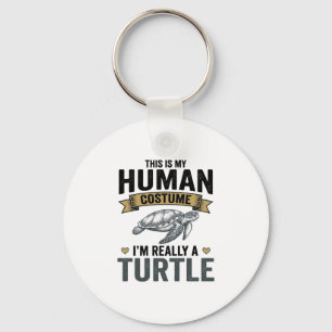 Grappig Schildpad Kostuum Vintage Gravure Ontwerp_ Sleutelhanger