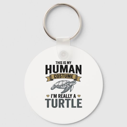 Grappig Schildpad Kostuum Vintage Gravure Ontwerp_ Sleutelhanger (Voorkant)
