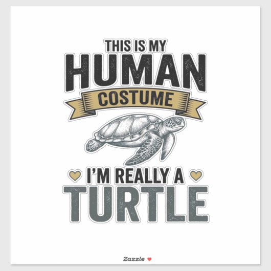Grappig Schildpad Kostuum Vintage Gravure Ontwerp_ Sticker (Vel)