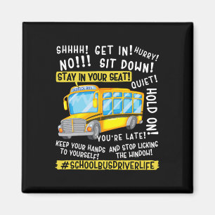 Grappig schoolbuschauffeur leven laatste schooldag magneet