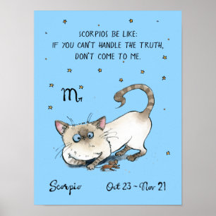 Grappig Schorpioen poster Zodiac Cat Star teken po