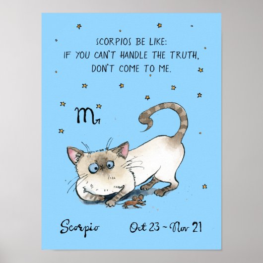 Grappig Schorpioen poster Zodiac Cat Star teken po (Voorkant)