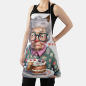 Grappig Schort met een ouderwets Lady Cat Birthday (Insitu)