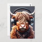 Grappig Schots Hoogland luistert naar muziek Briefkaart (Voorkant / Achterkant)