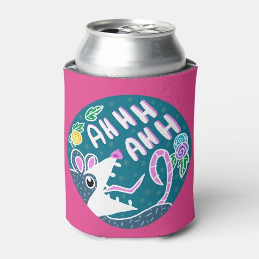 Grappig schreeuwen Possum & Bloemen Blikjeskoeler (Blikje Voorkant)