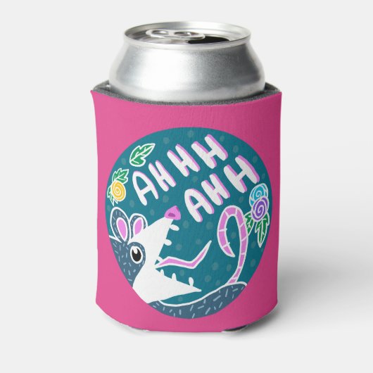 Grappig schreeuwen Possum & Bloemen Blikjeskoeler (Blikje Achterkant)