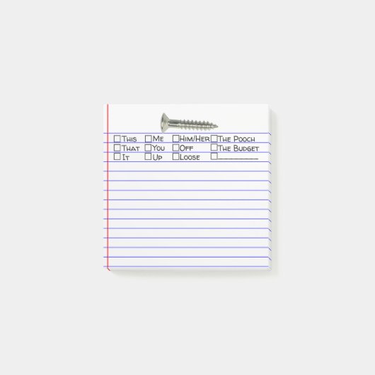 Grappig "schroef" met meerdere woordkeuze 3 "x3" post-it® notes (Voorkant)