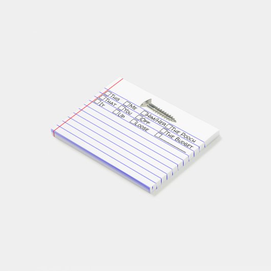 Grappig "schroef" met meerdere woordkeuze 4 "x3" post-it® notes (Schuin)
