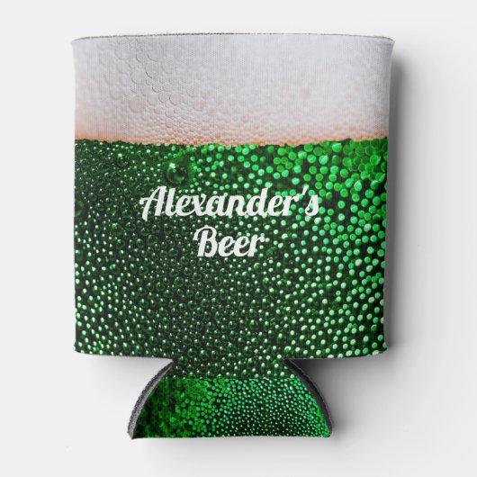 Grappig schuimig bier gepersonaliseerd blikjeskoeler (Voorkant)