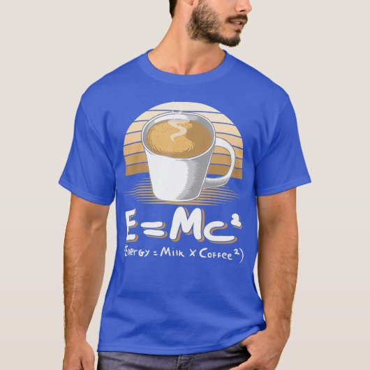 Grappig Science Tshirt EMC2 Koffie Energie Melk (Voorkant)