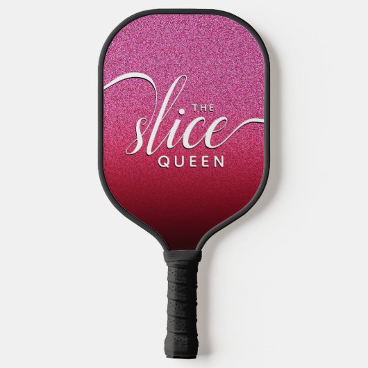Grappig Script Girly The Slice Queen Pink Glitter Pickleball Paddle (Achterkant)