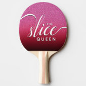 Grappig Script Girly The Slice Queen Pink Glitter Tafeltennisbatje (Achterkant)