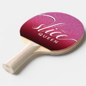Grappig Script Girly The Slice Queen Pink Glitter Tafeltennisbatje (Voorkant Gekanteld)