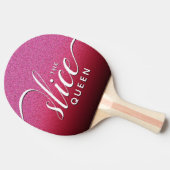 Grappig Script Girly The Slice Queen Pink Glitter Tafeltennisbatje (Zijkant)