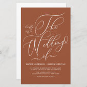 Grappig Script Terracotta Huwelijksuitnodiging (Voorkant / Achterkant)