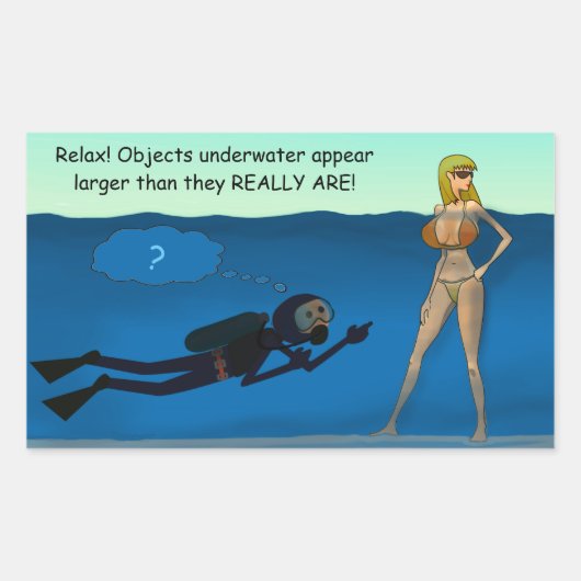 GRAPPIG SCUBA DUIKER ONDERWATER MEISJE, DUIKCADEAU RECHTHOEKIGE STICKER (Voorkant)