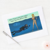 GRAPPIG SCUBA DUIKER ONDERWATER MEISJE, DUIKCADEAU RECHTHOEKIGE STICKER (Envelop)