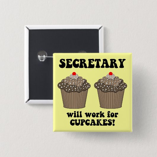 grappig secretaris vierkante button 5,1 cm (Voorkant /achterkant)